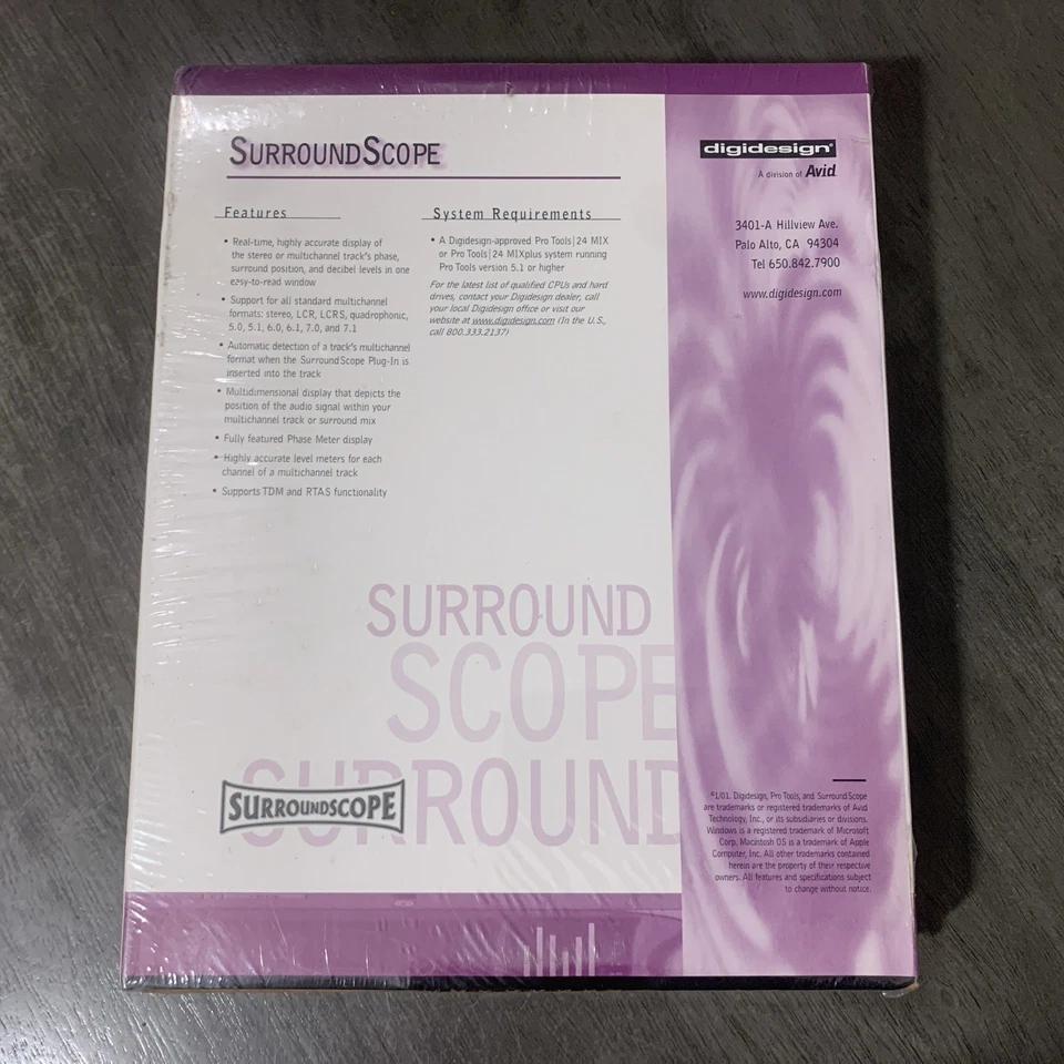 Vintage Digidesign Surround Scope TDM and RTA Plugin Software Sealed in Box - Image 2 of 4