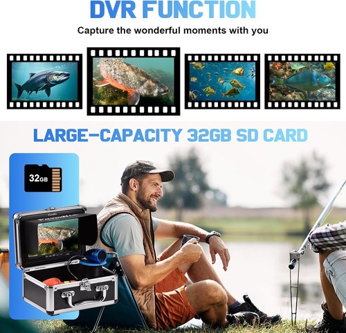 7" IPS Unterwasser Angeln Kamera 1200TVL DVR 32GB 98FT Kabel IP68 Echolot - Bild 6 von 8