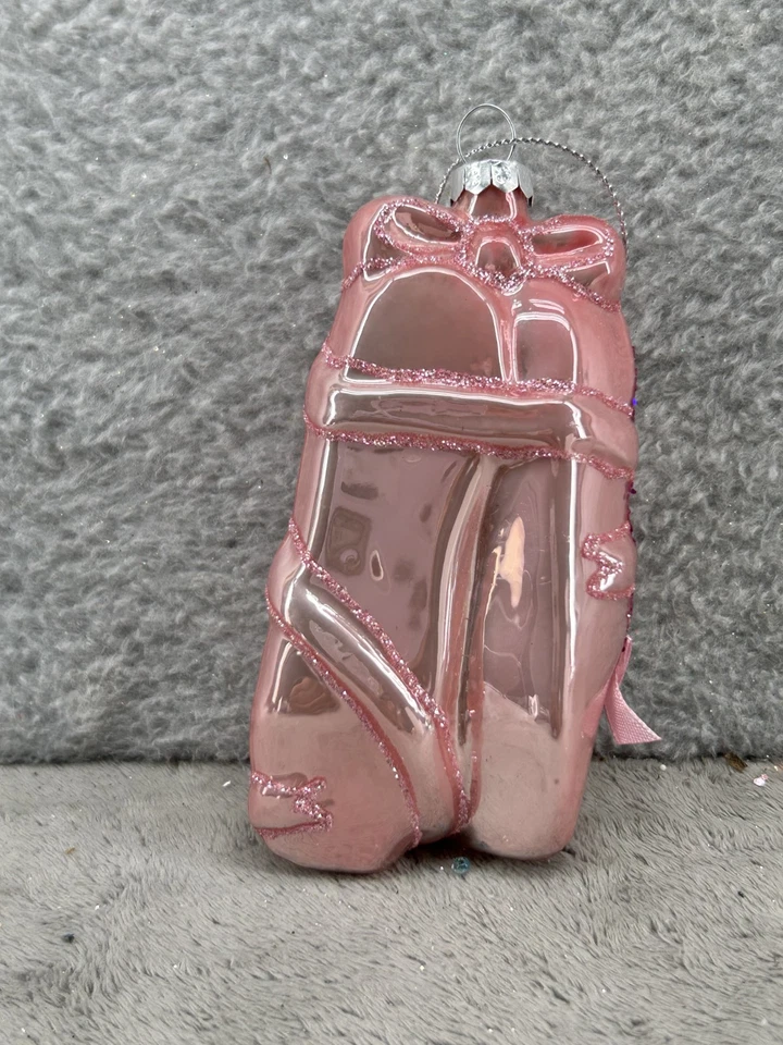 Розовое стекло балет туфли балерина танцы девочка туфли Рождественское украшение 4» высотой - Изображение 3 из 4