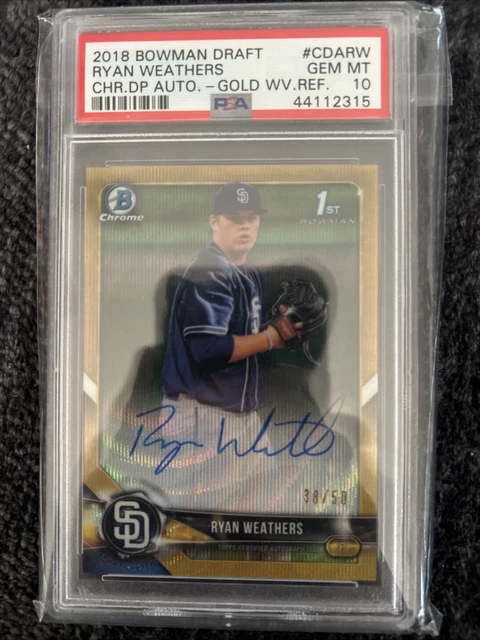Ryan Weathers 2018 Bowman Chrome Auto Gold Wave Refractor PSA 10 POP 3