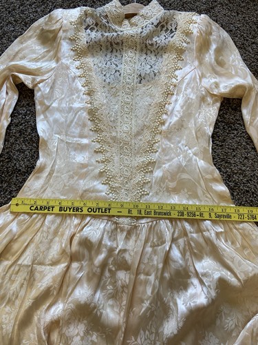 Vtg Jessica McClintock Woman’s Dress Sz 12 Amber/Gold Lace Collar Acetate USA - Picture 16 of 20