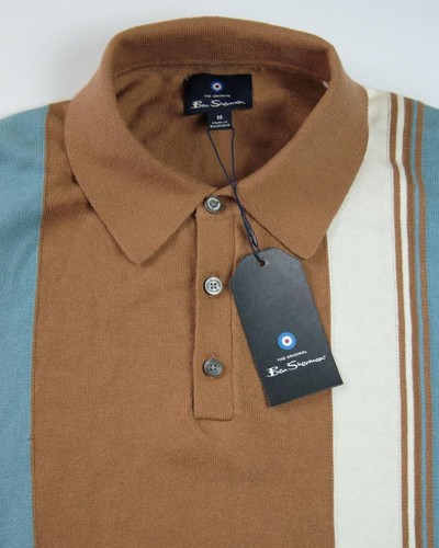 Camisa Polo Tejida Ben Sherman Para Hombres M Manga Corta Ajuste Regular Bloques de Color Tostado $89 - Imagen 3 de 6