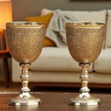 Handcrafted Brass Wine Goblet – Medieval Decor & Drinking Chalice