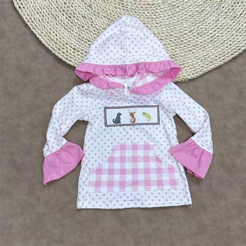 Geschwister Stickerei Hunde Hirsch Fisch Kinder Jagd Tasche Hoodies Tops - Bild 8 von 9