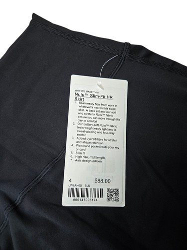 NEW Lululemon Nulu Black Slim-Fit High-Rise Stretch Pencil Bodycon Midi Skirt 4 - Picture 7 of 8