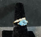 Vintage Farrah Fawcett 14k Gold Vermeil + 925 Blue Topaz and CZ Ring SZ 9 HSN — photo 5