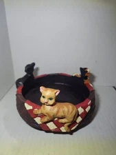 Homespun Country Collectable Resin 3 Breed Cat Candle Holder CANDLE NOT INCLUDED