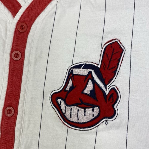 Vintage Mirage Cleveland Indians Jersey Shirt Chief Wahoo Pinstripe MLB Sz L - Picture 6 of 10