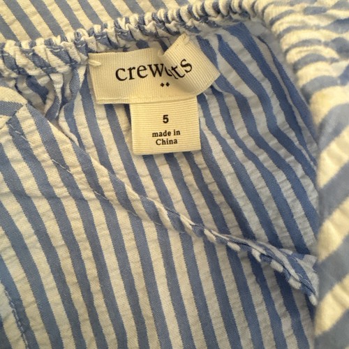 Crewcuts J Crew Girls Dress Sz 5 Seersucker Blue White Classic Preppy Summer - Picture 6 of 7