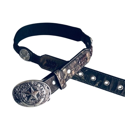Hebilla de cinturón camuflaje y cuero Nocona Texas talla 22 para niño - Imagen 1 de 7