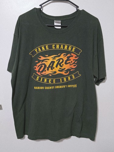 Y2K Vintage Flame D.A.R.E Marion County Florida T-Shirt Men's Size XL - Picture 3 of 8