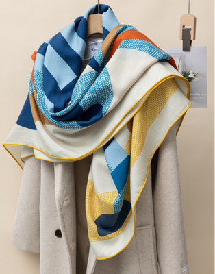 #ad 70% Cashmere 30% Silk Shawl Bandana 53#x27;#x27; horse Print Scarf Neckerchief Wrap new $59.99