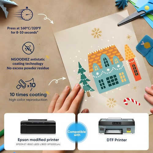 Professional-Grade DTF Transfer Film - 100 Double-Sided A3 Matte Sheets Included - Picture 8 of 8
