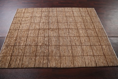 Handgeknüpfter Braun Erdfarben Gabbeh Vorleger 5x6 Fuß Moderner Wollteppich - Bild 14 von 20