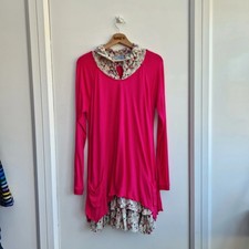 Joe Browns Shirt Dress 14 Pink Floral Layered Ruffle