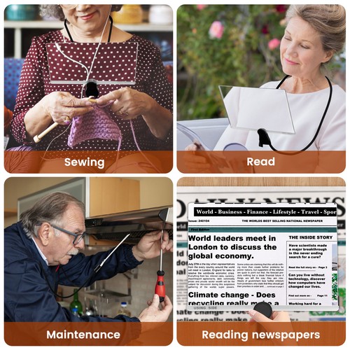 Hands Free Magnifying Glass Adjustable Neck Wear Magnifier Large Square flttu - Picture 5 of 12
