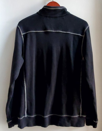 Tommy Bahama S/P Quarter Zip Black/Ivory Textured Fabric Moc Neck Collar NWOT - Picture 4 of 9