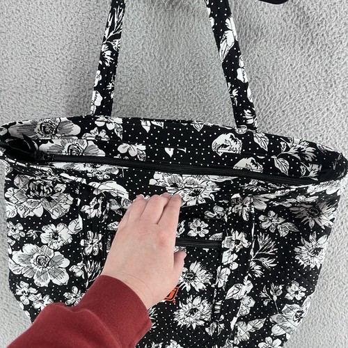 Vera Bradley Vera Tote Black White Rain Garden Oklahoma State University OSU NWT - Picture 6 of 9
