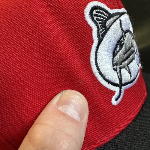Gorra de béisbol MiLB Carolina Mudcats Snapback roja negra ajustable menor - Imagen 2 de 8