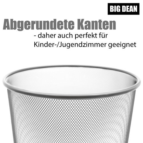 1x Papierkorb Mülleimer Büro silber 20L Draht   vielseitiger Mülleimer - Bild 6 von 7