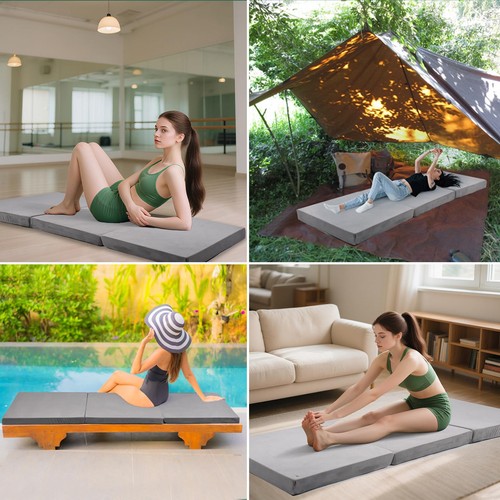 Folding Mattress, Trifold Memory Foam Mattress with Collapsible and Washable ... - Picture 2 of 7
