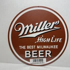 MILLER BEER - Round Metal Tin Sign - Man Cave Garage Bar Pub Wall Décor