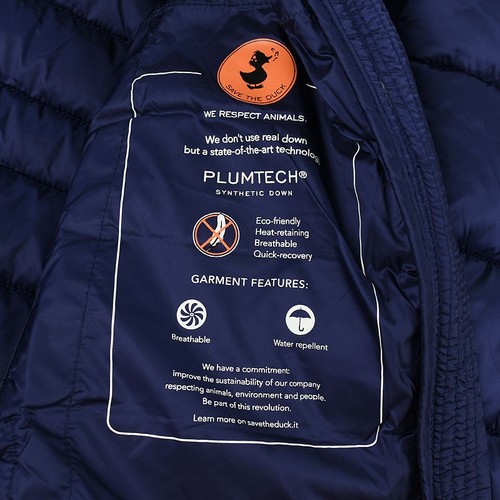 SAVE THE DUCK Mädchen marineblau MAGGY lange gefütterte Steppjacke mit Kapuze 14 neu mit Etikett - Bild 3 von 5