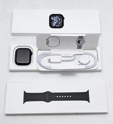 Apple Watch Series 11 46mm GPS Jet Black w/ M/L Black Sport Band MEUX4LW/A