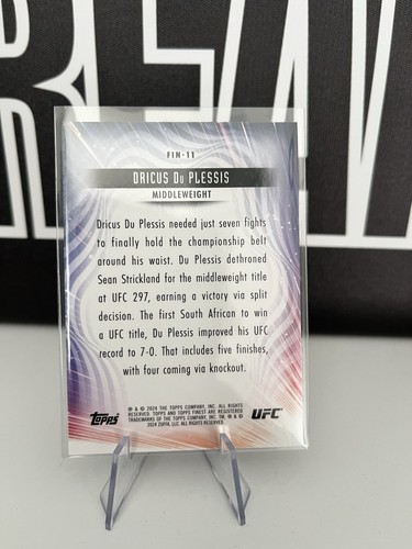 2024 Topps UFC - Middleweight Champion Dricus Du Plessis #FIN -11 - Finishers - Picture 2 of 2