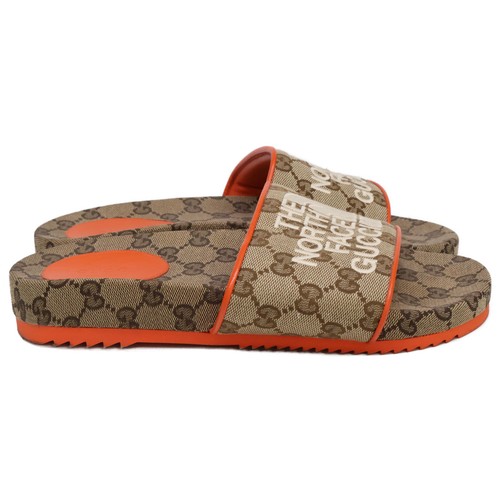 GUCCI x THE NORTH FACE 679947 GG Canvas Slide Sandals shoes 38 Beige / orange - Picture 4 of 8