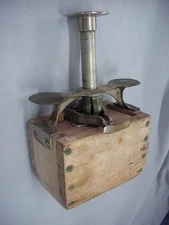 Unusual Brass & Wood American Primitive ORIGINAL FARM BUTTER MOLD PRESS STAMP