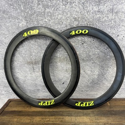 Vintage Zipp 400 650c Carbon Rim Set 28H Tubular Aero Road Tri TT