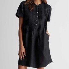 Quince 100% European Linen Short Sleeve Swing Dress – Black – Size XL (NWT)