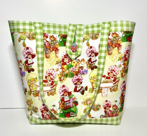 New Strawberry Shortcake 10x12” Handmade Purse Interior Pocket Button Closure