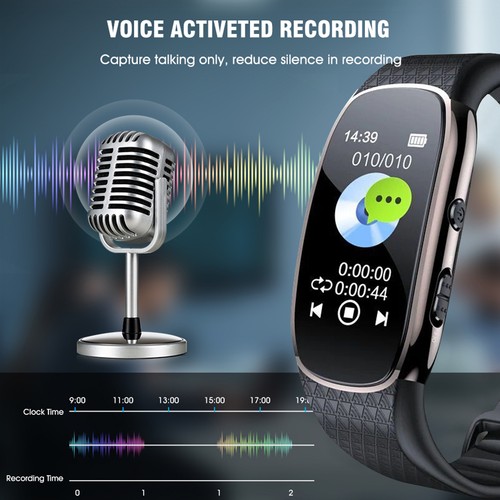 Grabadora de Voz Reloj Pulsera Digital Activado Mini Audio Dictáfono Reproductor MP3 - Imagen 9 de 22