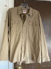 Wrangler Men s Heritage Work Shirt Long Sleeves Tan Khaki NWT Size 2XL Relax Fit