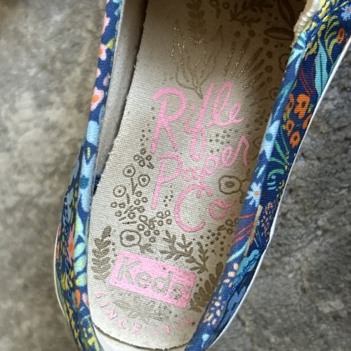 Keds Shoes Womens 7 Rifle Paper Co Blue Double Decker Garden Party Floral SlipOn - Picture 4 of 8