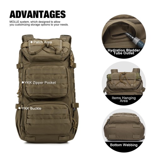 Tactical Backpacks Molle Hiking daypacks for Motorcycle Camping Hiking Milita... - Picture 4 of 7