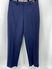 Cremieux Pants Mens 34R Blue 100% Wool Dress Slacks Classic Loro Piana Fabric