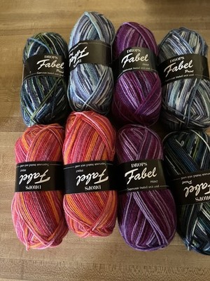 Lot 6 sks  -Drops Fabel Superwash Sock Wool each   50g 224 yds Mixed Lot