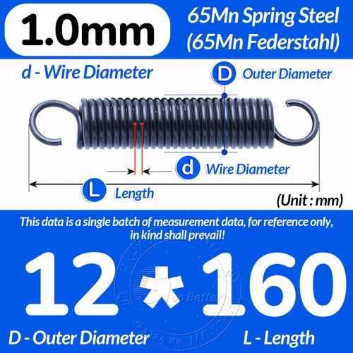 L=20-300mm Zugfeder mit Haken, Zugfedern Feder Federstahl, d=1,0mm, D=5-12mm - Picture 172 of 179