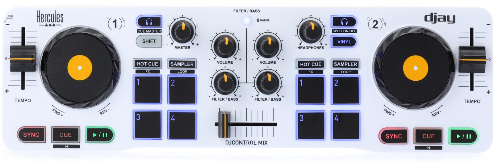 Двухканальный DJ-контроллер Hercules DJ DJControl Mix для устройств iOS и Android