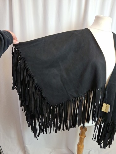 Burberry Prorsum Black Suede Fringed Poncho Jacket PR Sample One Size RARE C4942 - Picture 5 of 14