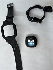 Fitbit Versa 3 Smartwatch Health FB511 Silver Small Crack On Screen   Tested