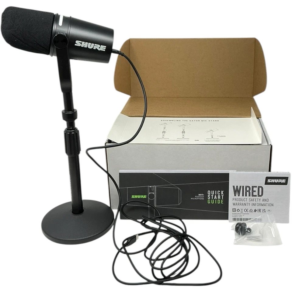 Shure MV7+ Hybrid Output USB-C & XLR Podcast Microphone & Desktop Stand Black - Image 2 of 4