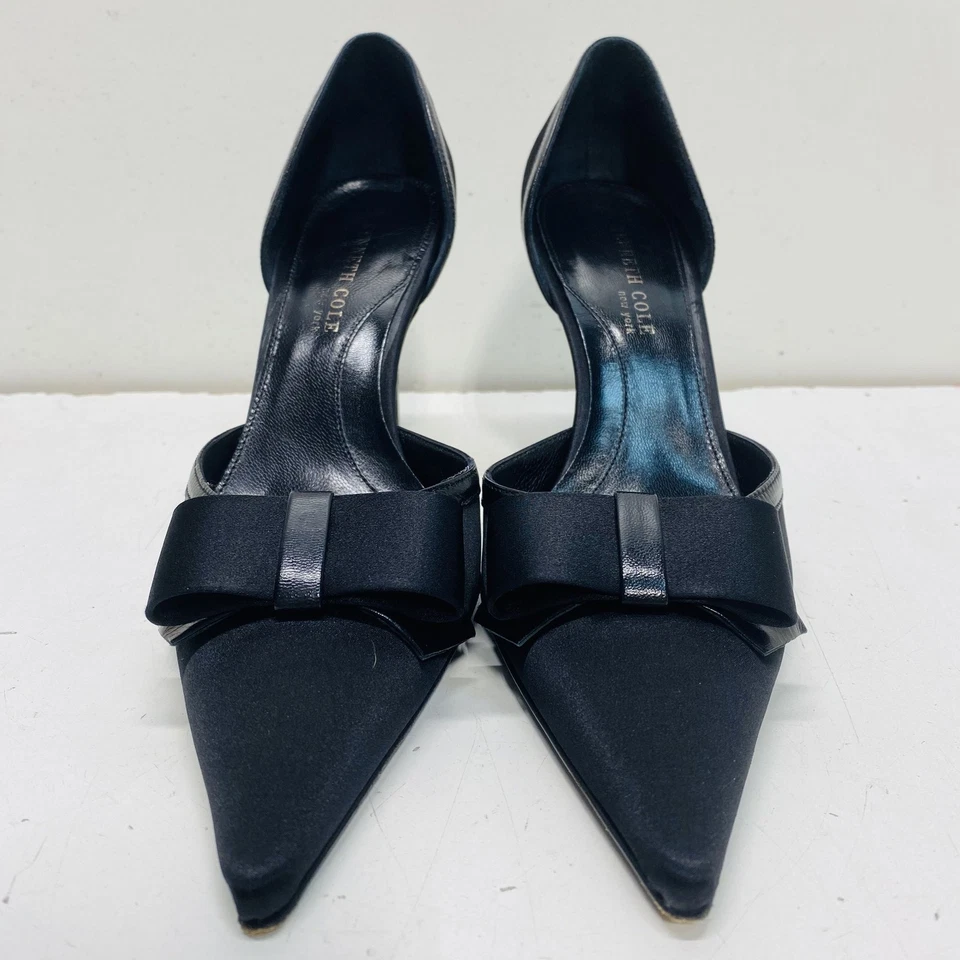 Kenneth Cole Mujer Negro Cuero Sólido Arco Zapatos de salón Talla 8.5 Foto 3 de 4