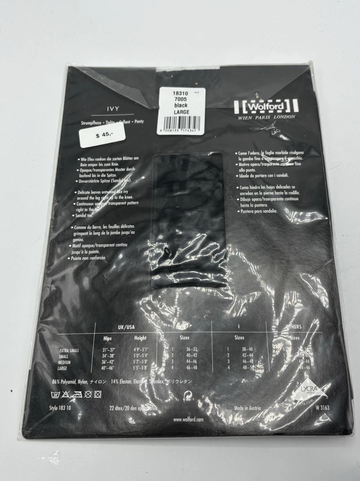 Medias Ivy de Wolford L grandes florales negras Steinchen Foto 2 de 3