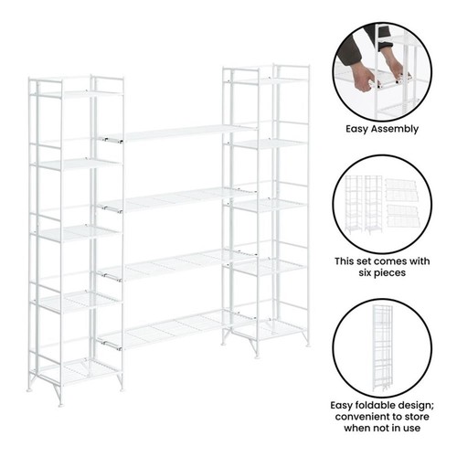 Convenience Concepts Xtra Storage 5-Tier Metal Folding Shelves in White - Picture 8 of 9