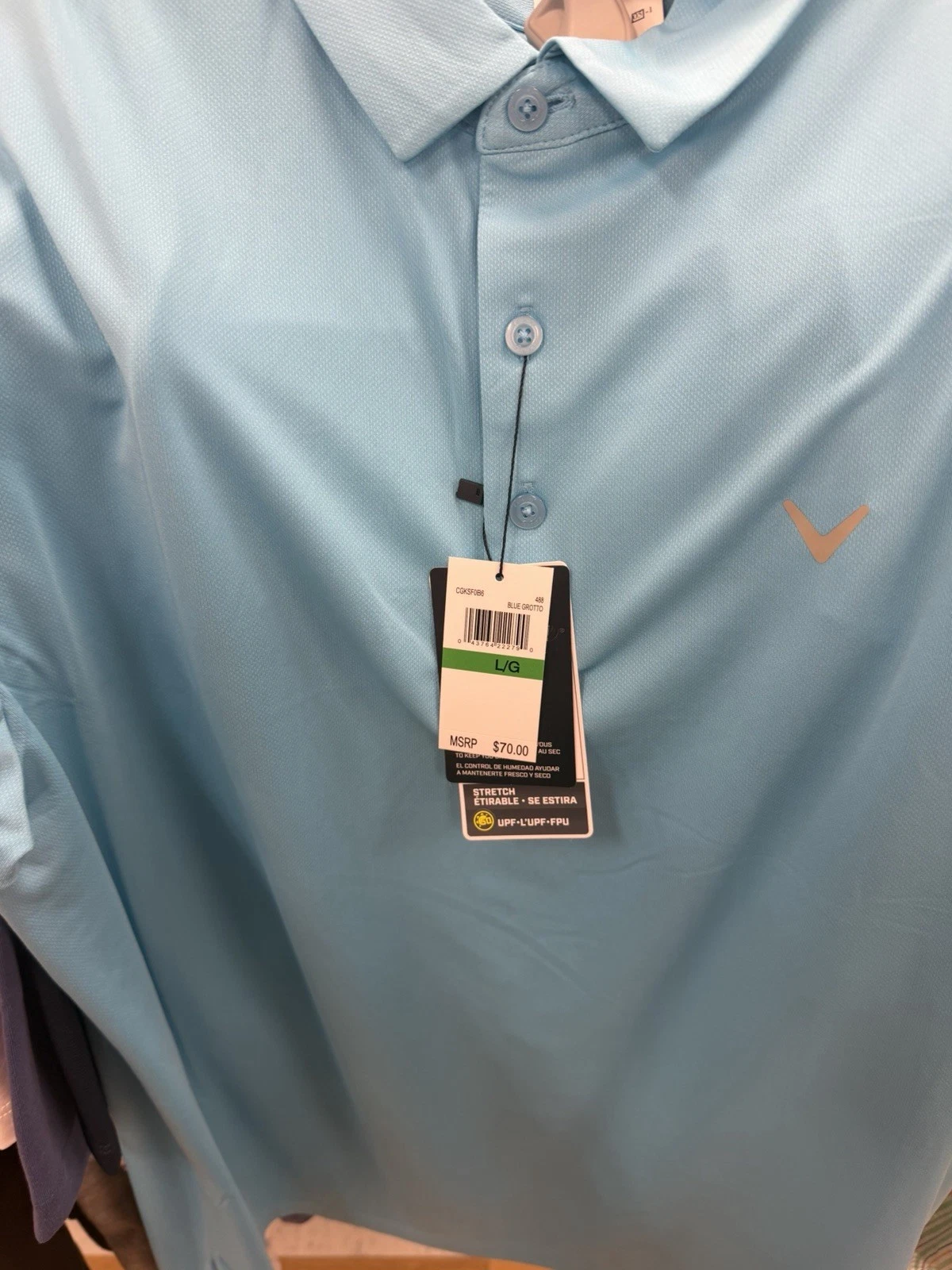 Callaway Opti-Dri Blue Men's L Short Sleeve Polo Shirt Solid Logo Stretch
