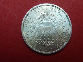 3 Mark 1913 stgl feinste Erhaltung von Lübeck